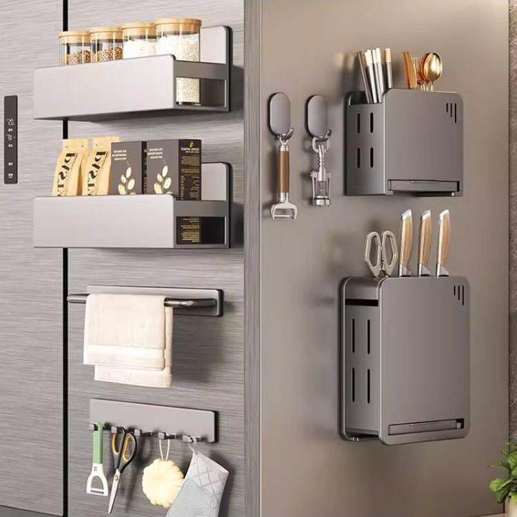 厨房冰箱置物架侧收纳侧边磁吸壁挂式刀架筷筒调料架挂钩收纳架子