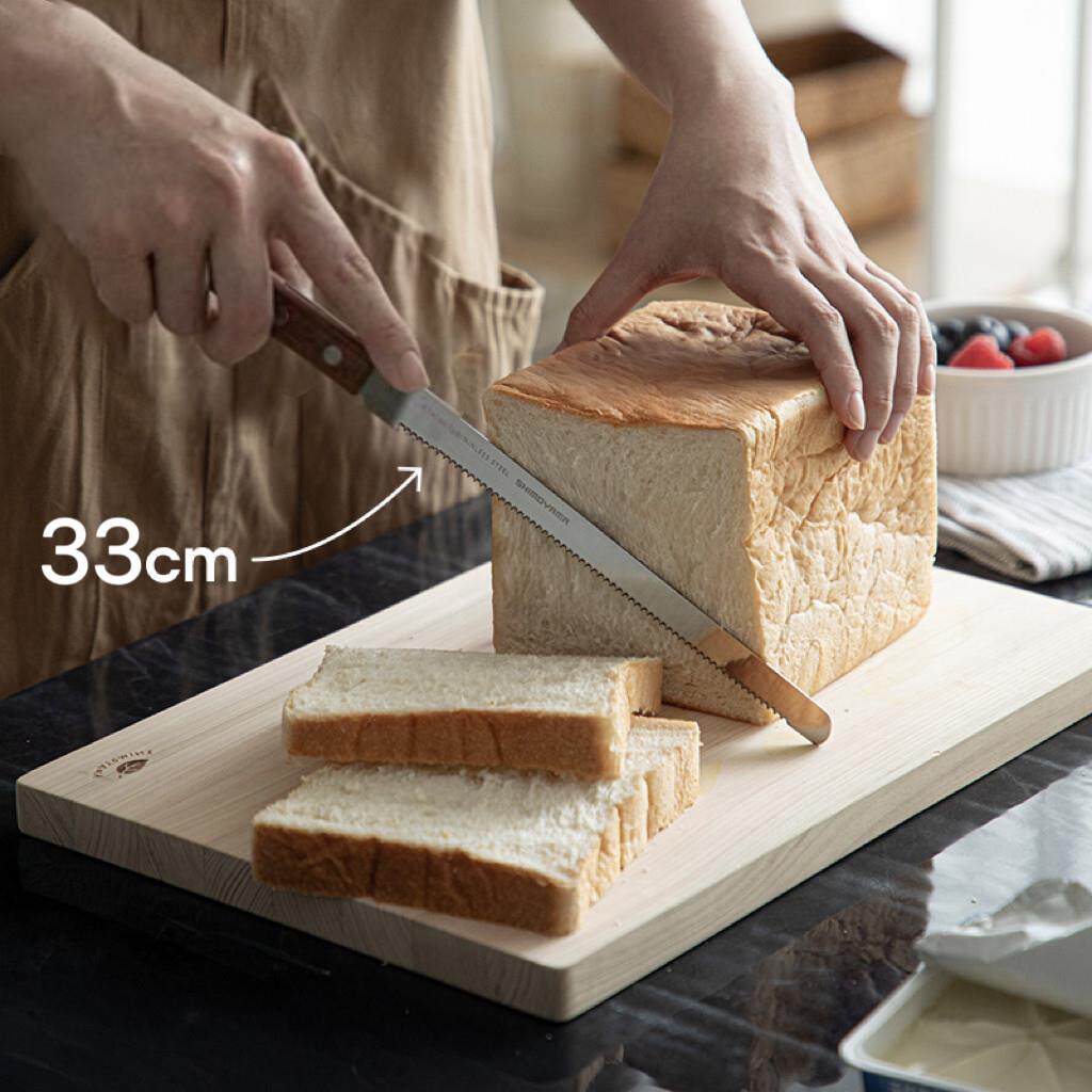 日本不锈钢面包刀三明治锯齿刀木柄欧包刀切面包专用刀贝果吐司刀