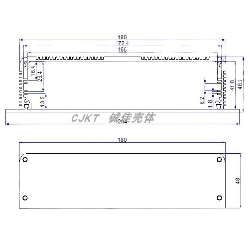20x8铝型材外壳铝合金壳体铝盒分体 带耳朵铝壳线路板散热外