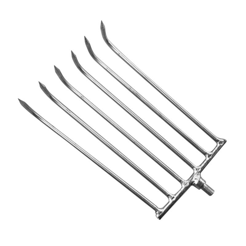 不锈钢齿齿8齿耙子头 7型金属水草钩子 5米米伸缩杆取物耙渔具