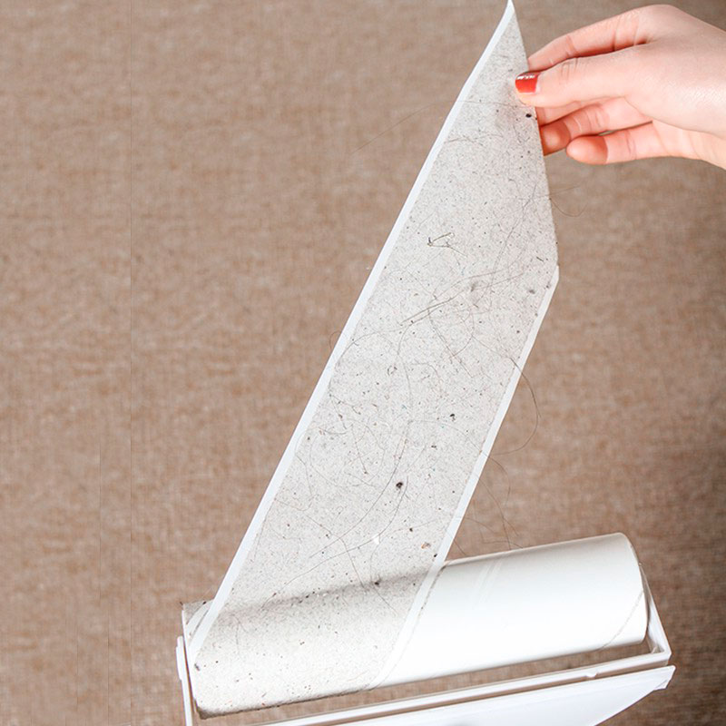 家用长杆可撕式滚筒粘毛器可伸缩长柄沾毛器替换卷纸地板除尘滚刷