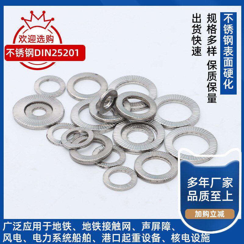 不锈钢DIN25201双叠自锁垫片254SMO嵌入式自锁垫圈NL6SS-NL24SS