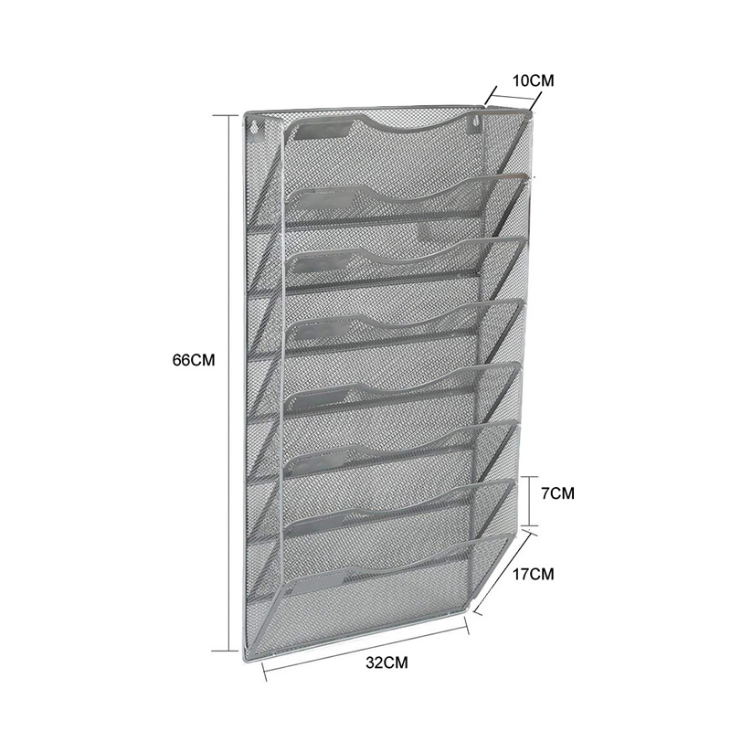 壁挂式文件架10层金属挂墙上书架纸资料架杂志架多层大容量黑色