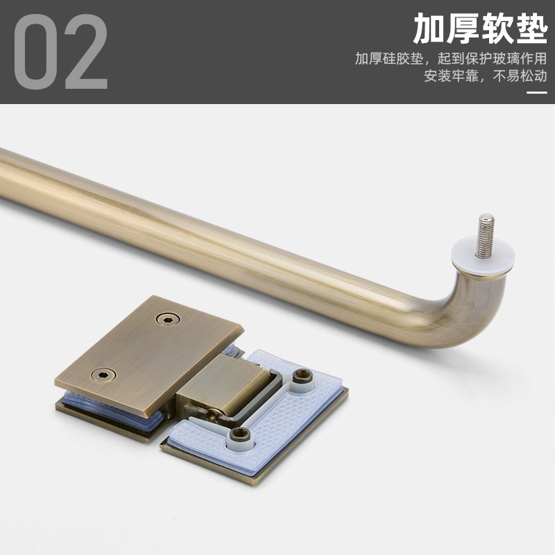 固钛30不锈钢玻璃门合页淋浴房隔断固定夹角码青古铜L型圆方拉手