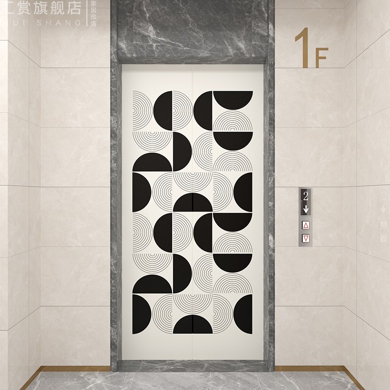 入户电梯门贴纸装饰简约一梯一户贴膜自粘防水定制防火门翻新贴画