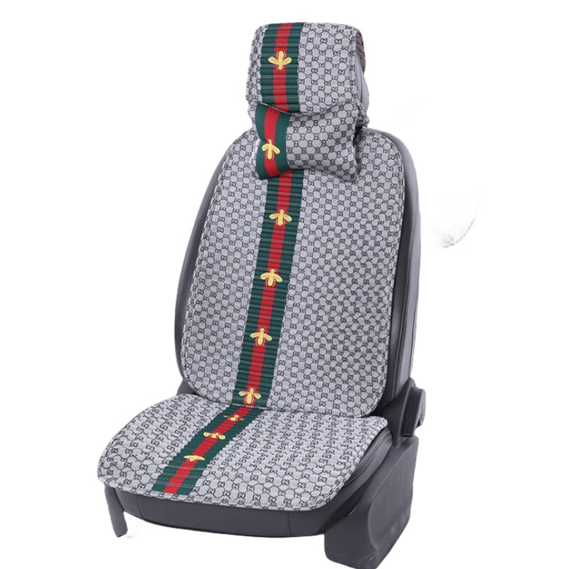 亚麻汽车坐垫四季通用荞麦壳棉麻座通风耐磨夏季汽车半包座垫