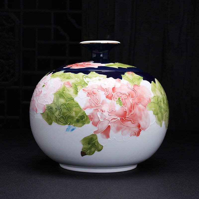 3斤装大号描金手绘拉花茶叶罐陶瓷密封罐储存普洱茶饼罐家用摆设