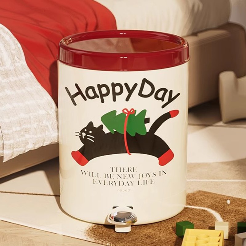 诺室脚踩垃圾桶带盖家用客厅卧室可爱猫大号纸篓卫生间脚踏垃圾筒