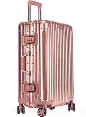 高档制logo定全铝镁合金红色女行李箱箱24寸男箱旅行sup拉杆20登