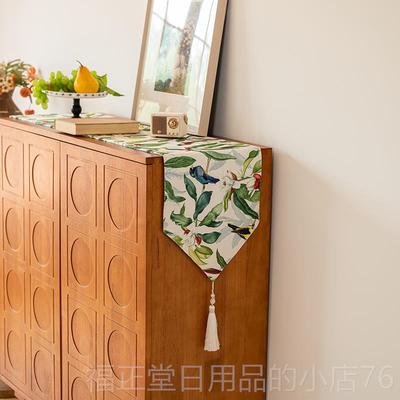 高档美式茶桌旗中式禅鞋意餐桌几长条桌布棉麻中国风柜视柜电盖布