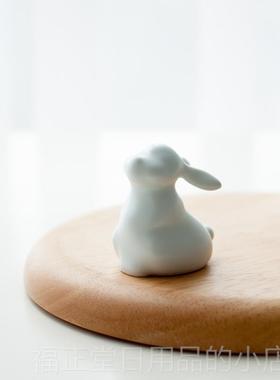 高档创意小手工陶瓷兔子家装饰品本命年摆件 可爱年动物摆设新居