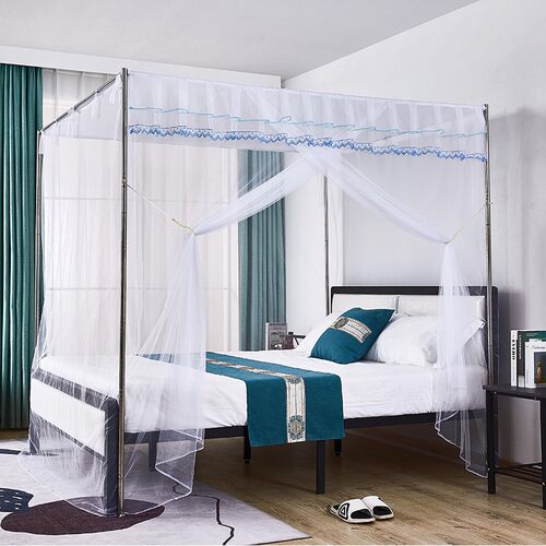 加厚加密穿杆1.8m床蚊帐单人床1.2m经典传统老式1.5米支架纹账2.0