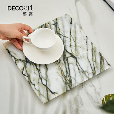 邸高家居现代极简公司会客室茶几布置天然大理石托盘水具套装摆件