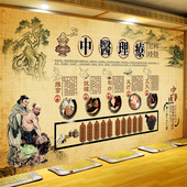 中医理疗墙纸中式 饰壁画推拿拔罐刮痧足疗艾炙壁纸 养生馆背景墙装