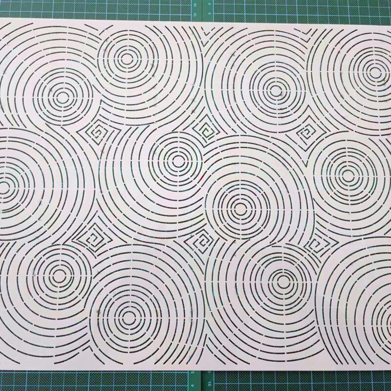 049圆波浪纹刺绣刺子绣镂空画图模板diy拓图描图工具杯垫茶垫茶席