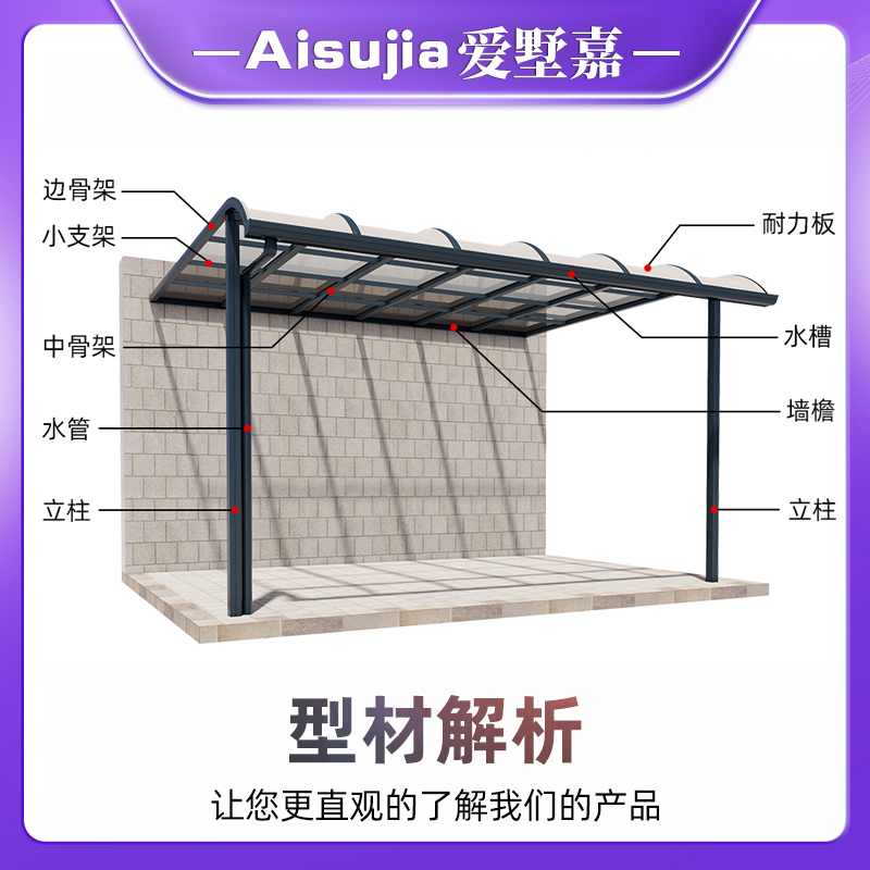 铝合金露台遮雨棚别墅庭院雨棚院子屋檐遮阳棚家用门头遮阳棚雨搭