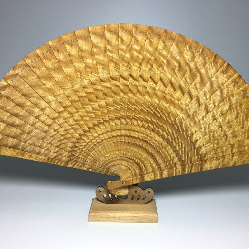 金丝楠苏扇小叶桢楠水波纹扇子枯木老料红木实木龙胆水波工艺摆件