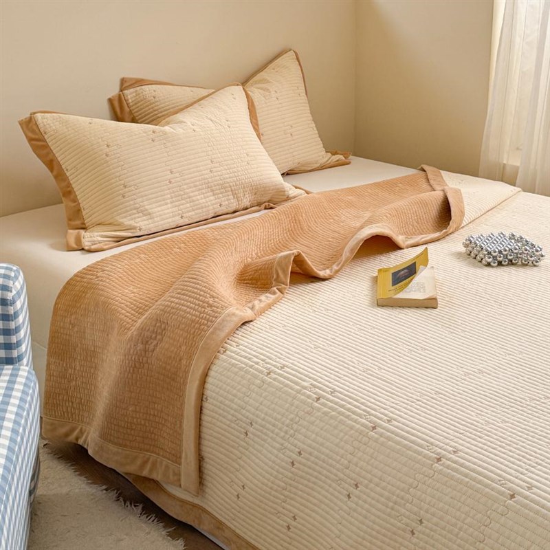 全棉100支贡缎磨毛宝宝绒床盖 秋冬加绒冬季保暖床单被单三件