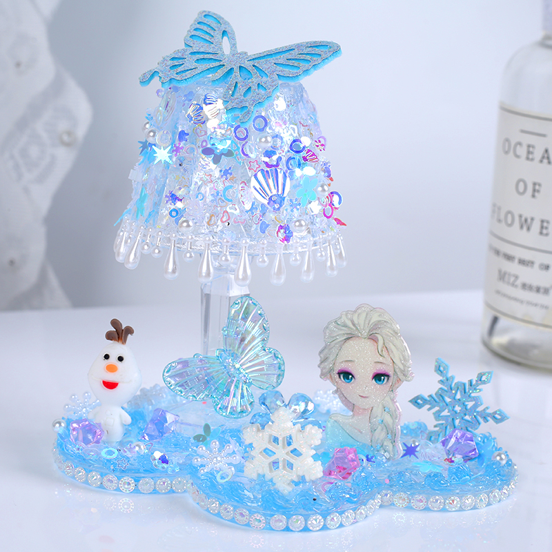 儿童diy奶油胶水晶小台灯手工制作女孩可爱小夜灯材料包 创意