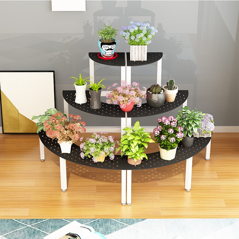 铁艺弧形多层阶梯式墙角拐角室内外阳台客厅防腐转角置物花架