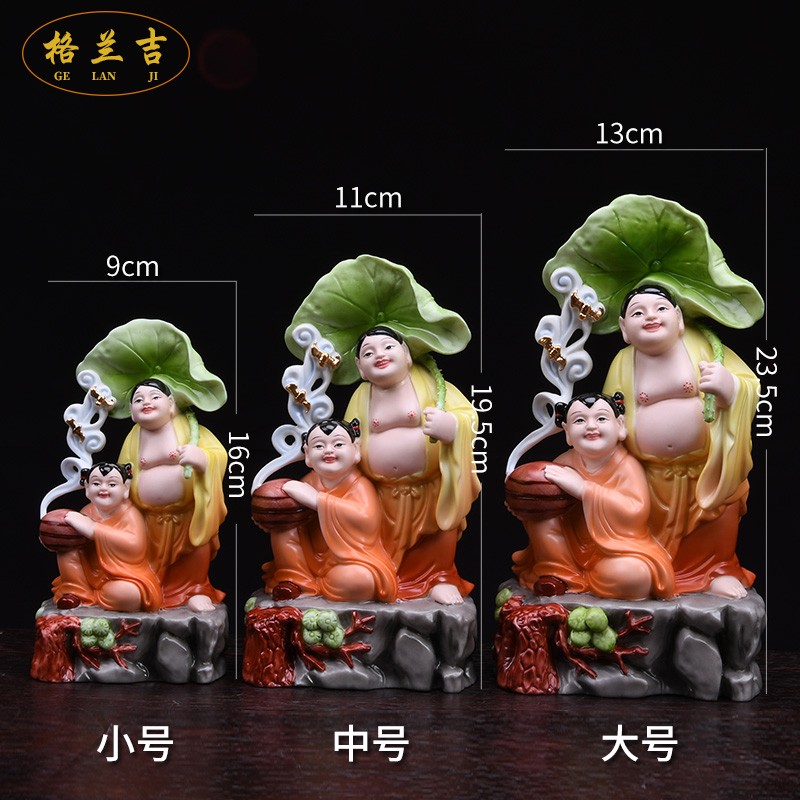 陶瓷和合二仙摆件陶瓷公仔白瓷娃娃 金童玉女 结婚礼品家居摆设