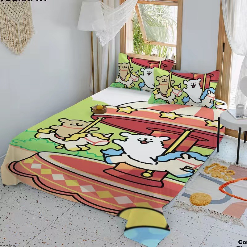 卡通可爱线条小狗儿童房磨毛床单卧室人床家用学生宿舍单人床单