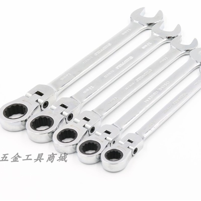 钢盾S018908 棘轮扳手快速活动头两用开口梅花呆扳手向棘开扳手