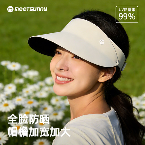 MEETSUNNY防晒帽夏季防紫外线空顶多色鸭舌帽百搭无顶遮阳帽子女