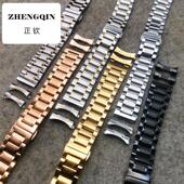 适用名匠表带五珠实心钢表带全钢不锈钢蝴蝶扣表链男女手表表带弧