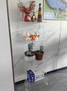 亚克力墙书室多层架展卧示43235架创意靠陈列架落地透明花架浴室