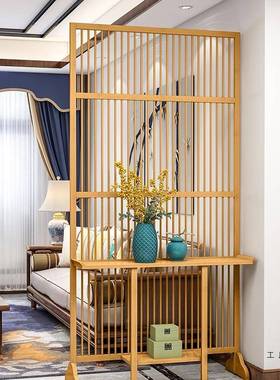 新中式入户玄关客厅隔屏风置物架简约现代进门遮UBX断挡格装栅饰