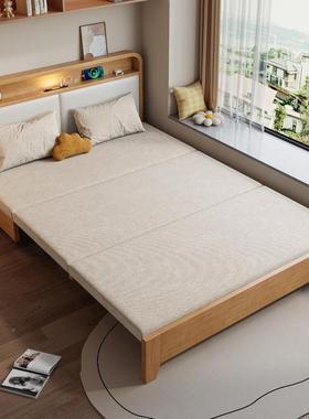 可折叠实红木发床两用37471小户沙型书房用网款扶家用伸缩床无手