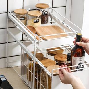 分厨房下储水槽置物架地式铁0556艺隔调料清洁落洗调剂多层整理物