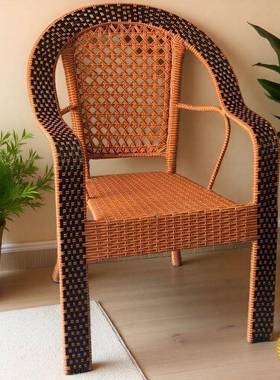 阳台休家AVJ闲桌椅靠椅老年外人藤椅用庭院手工编背制户室内藤编