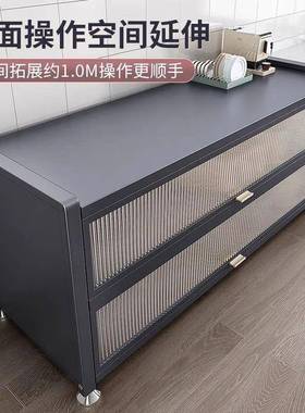 新款厨房XXU物落地多收纳柜多功能微架置波炉餐边碗层橱柜储物柜