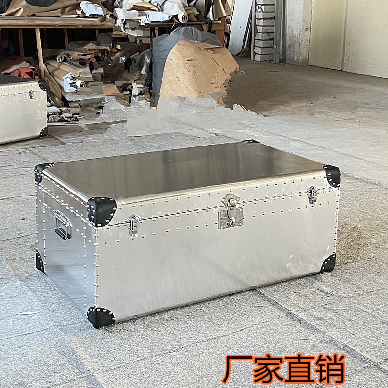 美式乡村做旧铝皮方茶几