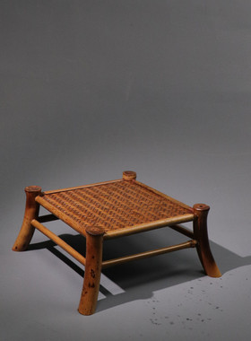 手工制作梅鹿竹兰花架编织席面展示架桌面展台茶棚花几菖蒲棚装饰