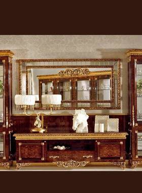 式桃花木雕刻电视柜新客古典酒柜地柜视听65944柜组合别心墅欧厅