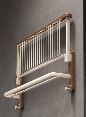 工UYP厂拉奶白浴巾架胡生储桃木美德物升级免打孔卫洗手间置物架