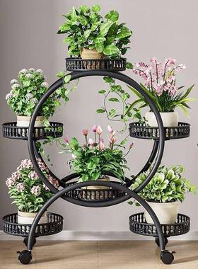 花架YNN植物铁架多层移落动带艺轮省空间花架子阳台客厅地绿萝花