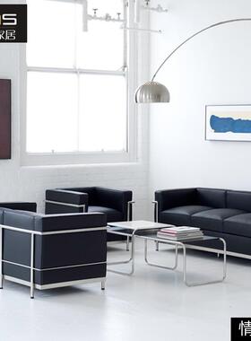 3Y家具LC息OLS2简沙发极经典办公室会厅客影院休区客钢架皮艺沙