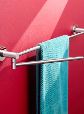 J5N巾卫间毛架免32940打孔可架旋转挂杆单杆不锈生钢浴室浴巾毛巾