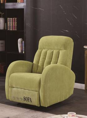 广东多功色能电动伸31387懒展休沙发绿麻绒单人闲沙发椅公寓人午