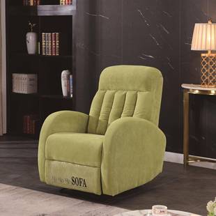 广东多功色能电动伸31387懒展休沙发绿麻绒单人闲沙发椅公寓人午