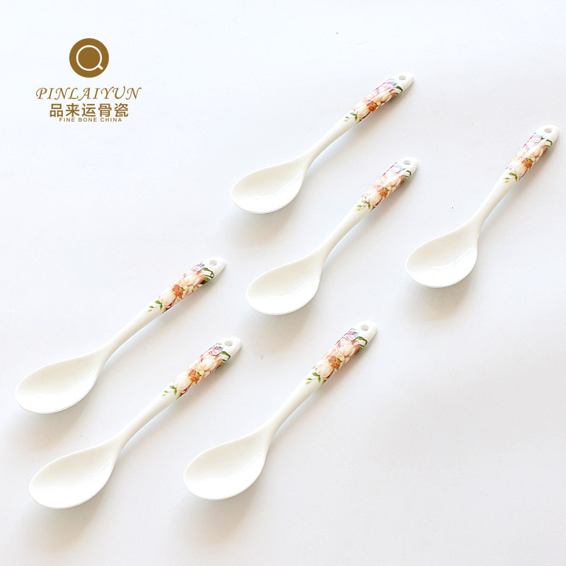 【茶具配套咖啡勺】韩版骨瓷咖啡匙调羹陶瓷小奶精勺水果叉