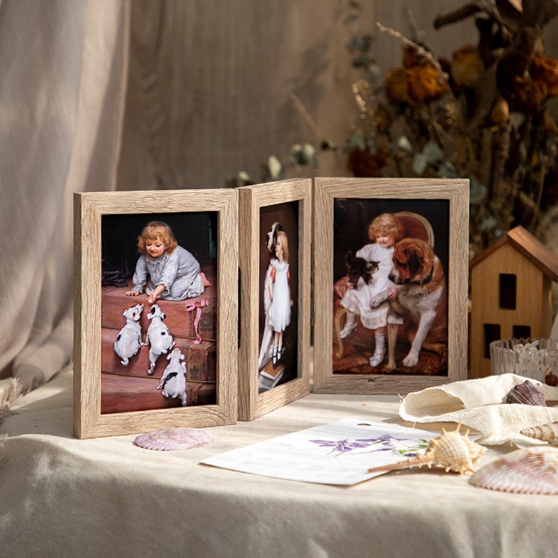 创意设计相框双面透明摆台两联三连照片组合6寸7寸8可折叠相册框