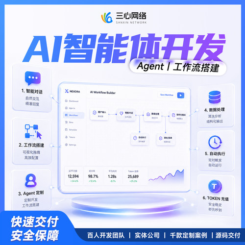 Ai智能体开发agent定制软件 企业电商客服教育医疗工作流模型搭建
