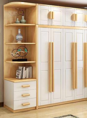 式全室实木OAO衣柜简约现代4356组装橡胶中木大衣橱经济型组装卧