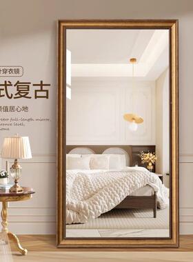 中古服欧式复古穿衣镜美式壁墙家用全身镜落挂地试衣镜装OUS装店