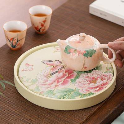 盘URL国风陶吸水干泡盘家用小型瓷茶速中式复古茶盘干茶托盘壶承